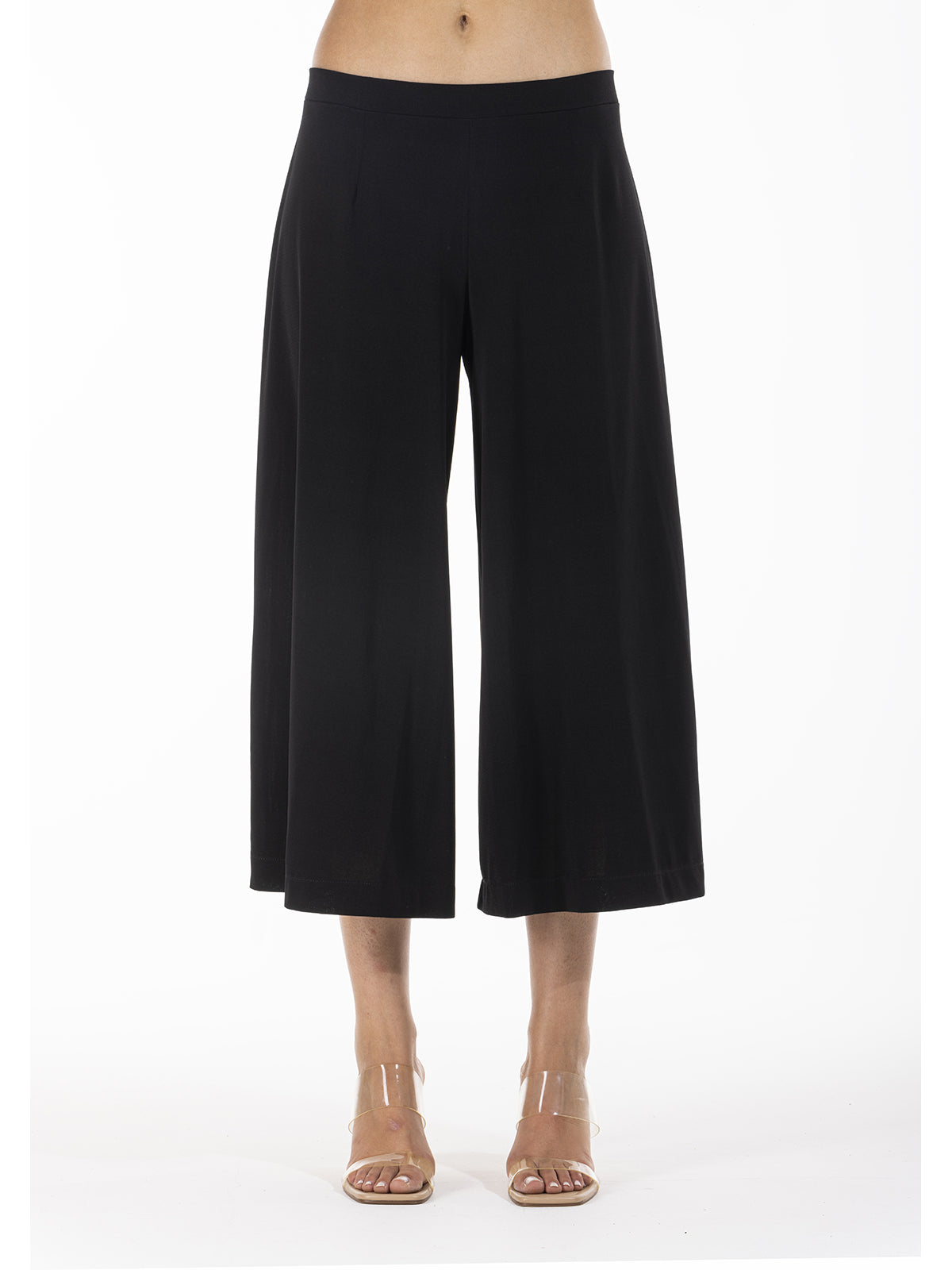 Gonna pantalone in lucente tessuto elasticizzato Nero Boglietti