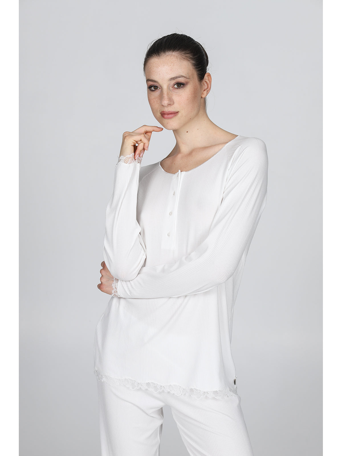 Pigiama Con Pizzo In Morbido Micromodal