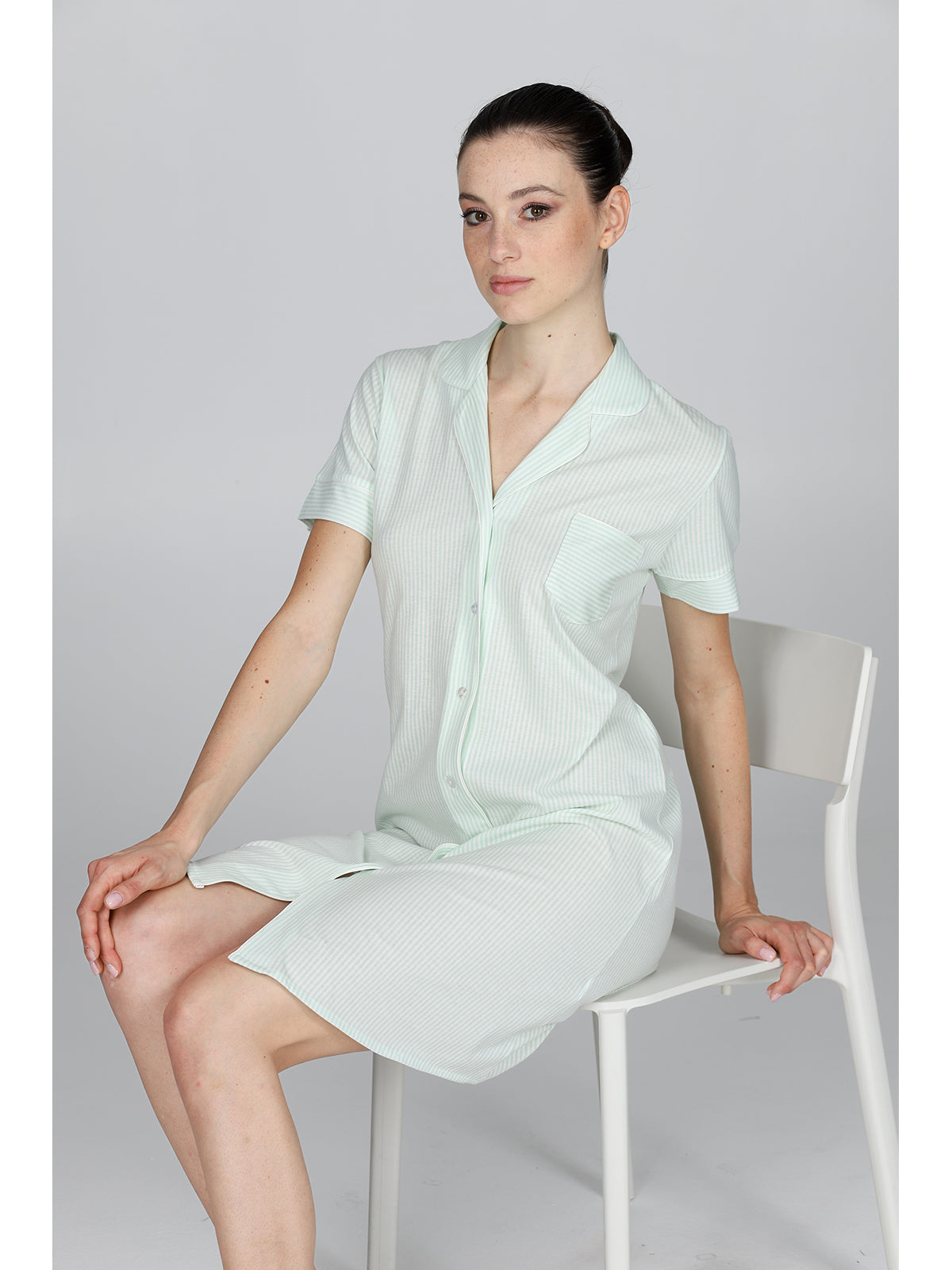 Fresca Camicia Da Notte In Puro Cotone