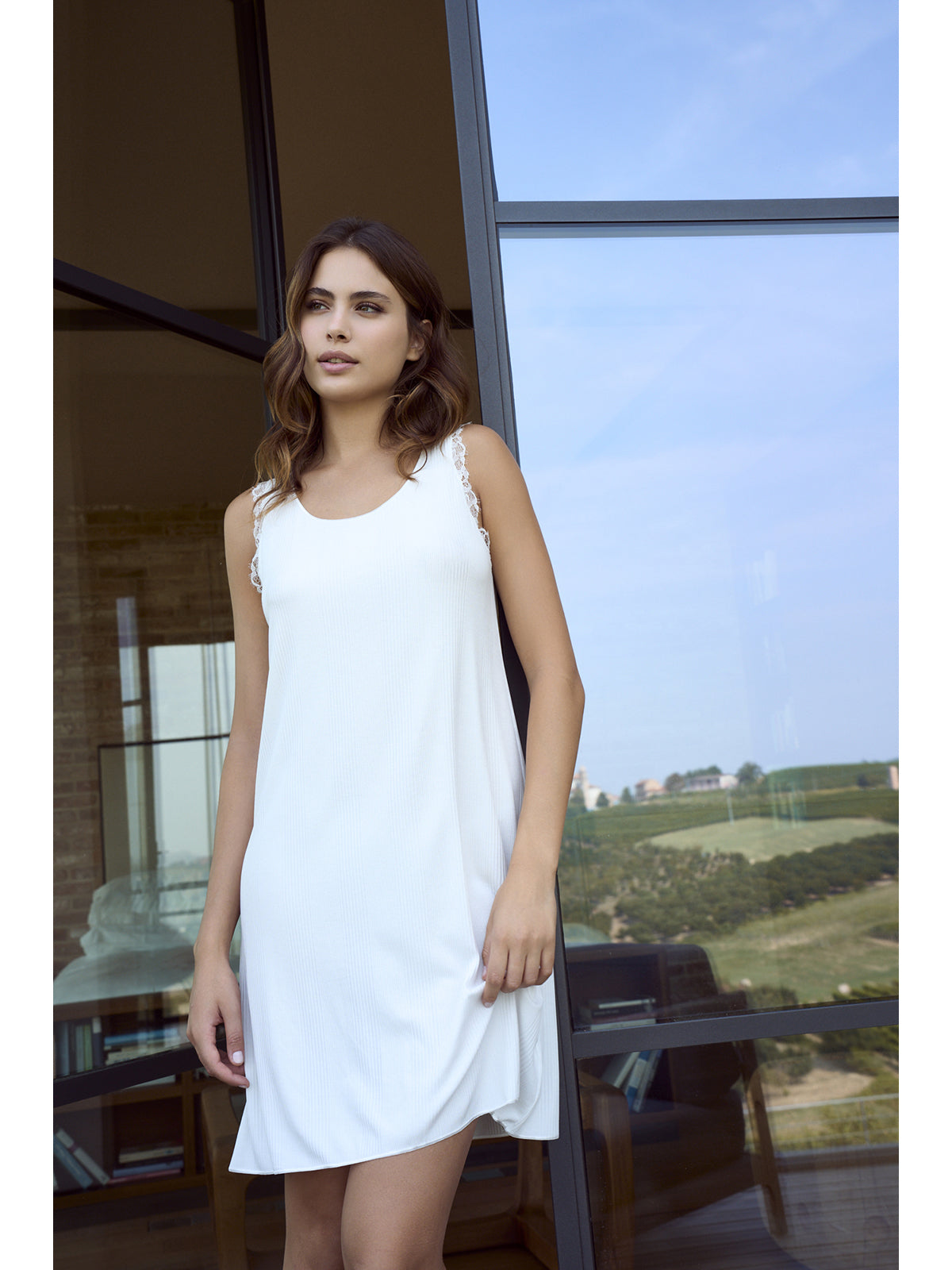 Camicia Da Notte Con Pizzo In Micromodal