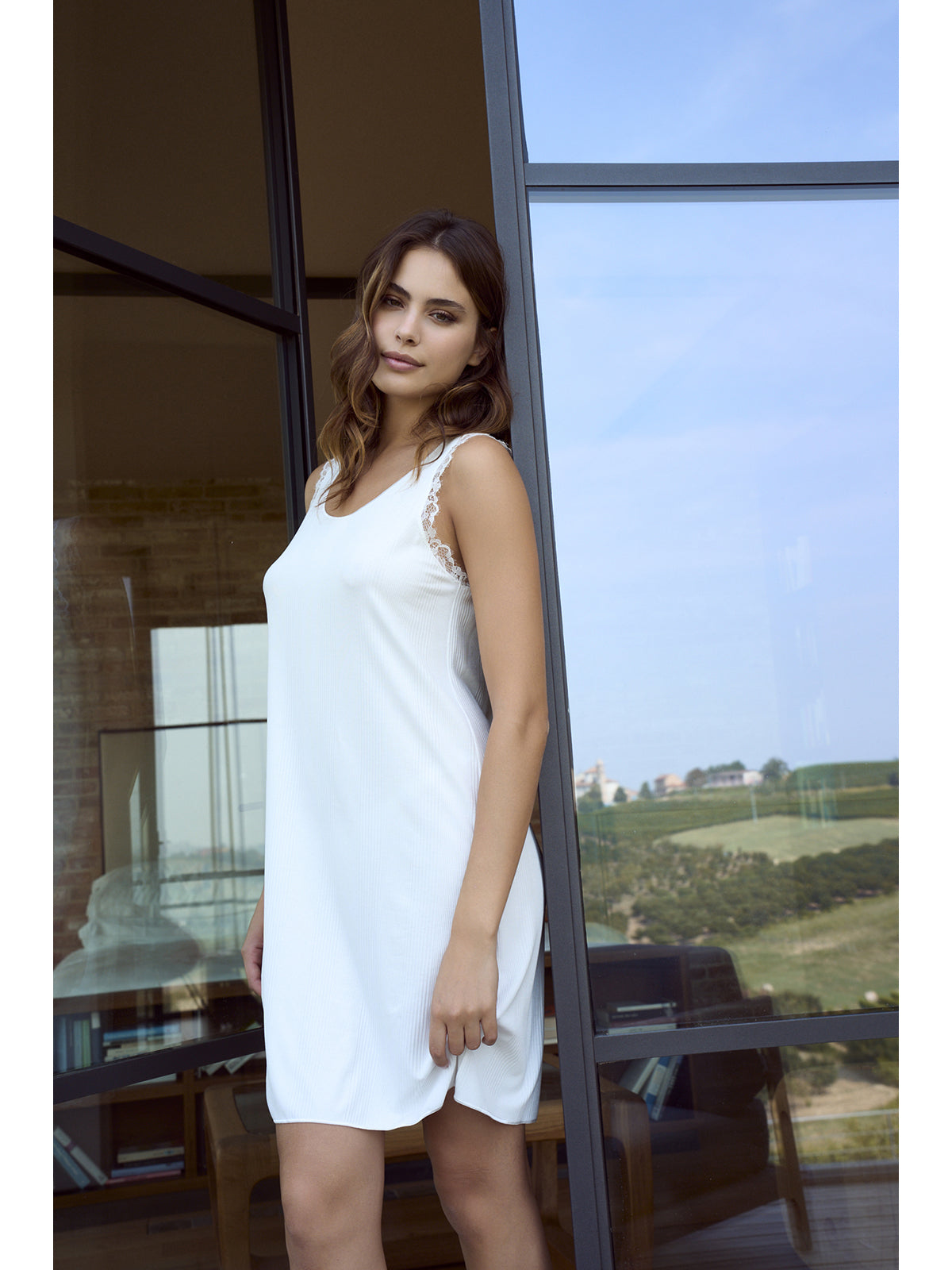 Camicia Da Notte Con Pizzo In Micromodal