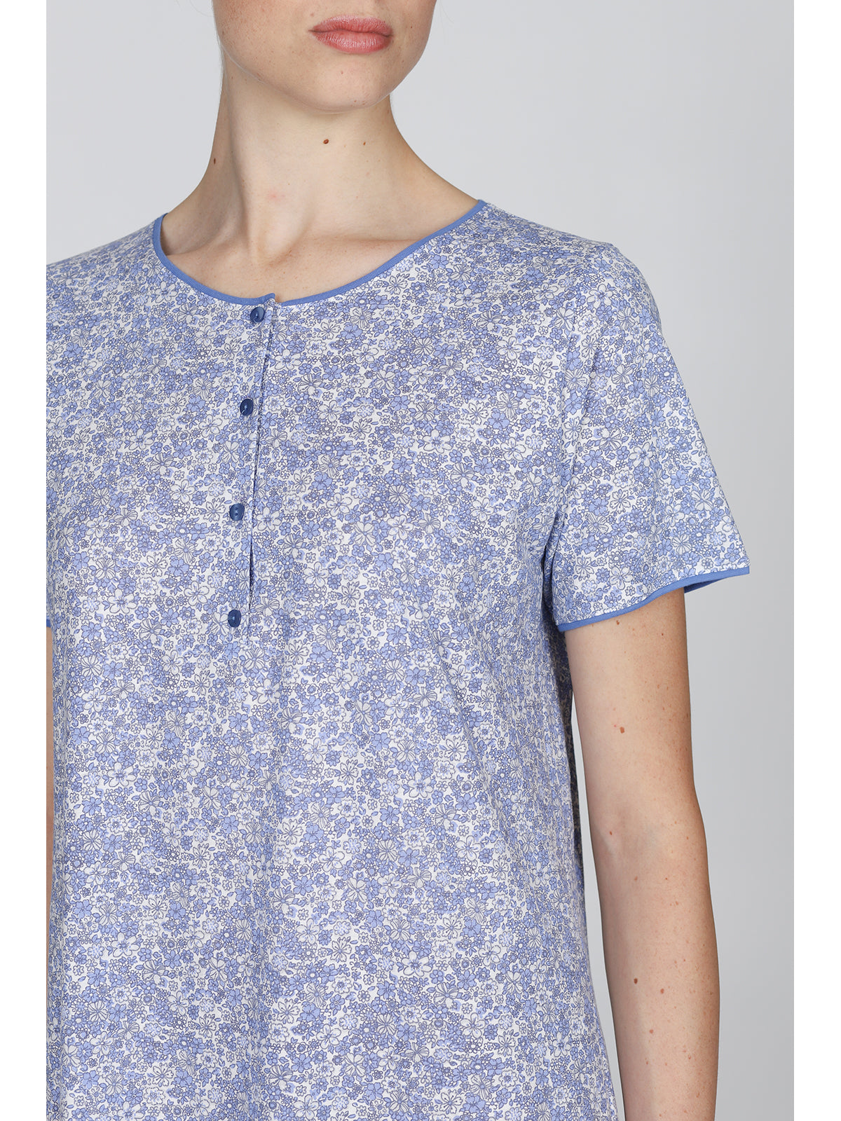 Fresca Camicia Da Notte In 100% Cotone