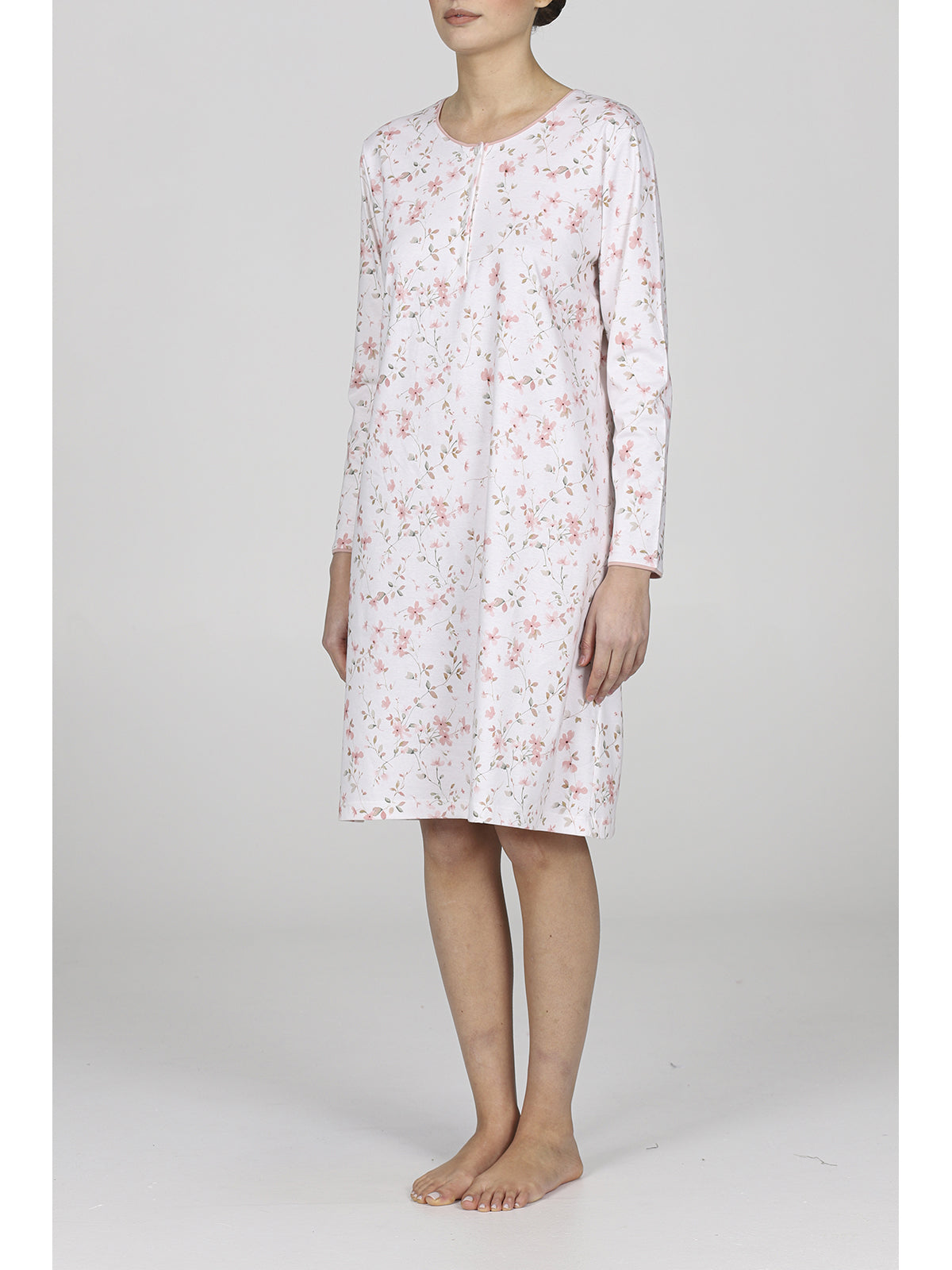 Romantica camicia da notte in interlock a fiori