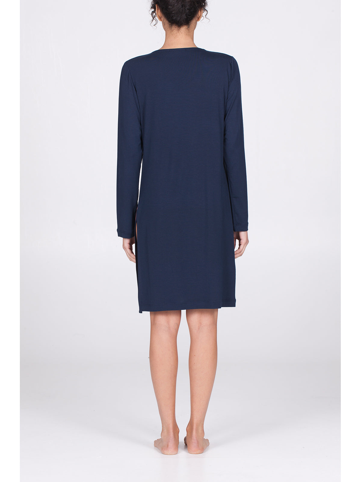 Camicia da notte con pizzo macramè Blu Boglietti