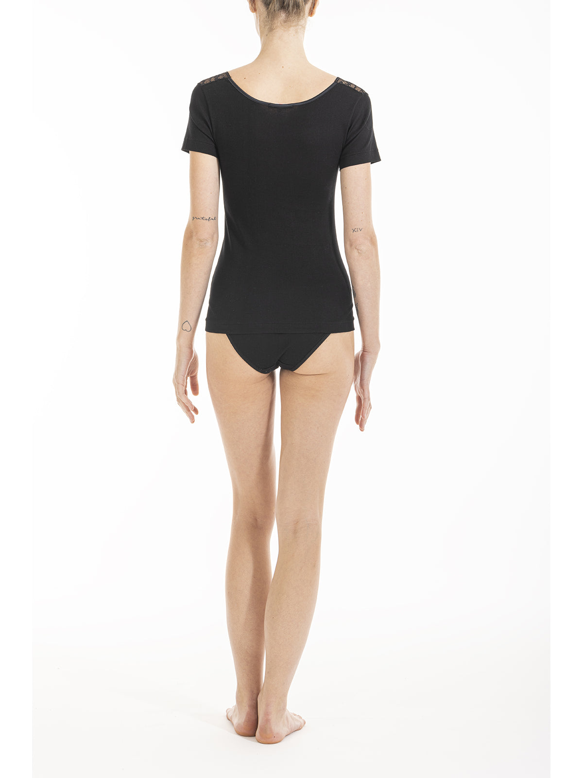 Elegante maglietta con pizzo elastico nero Boglietti