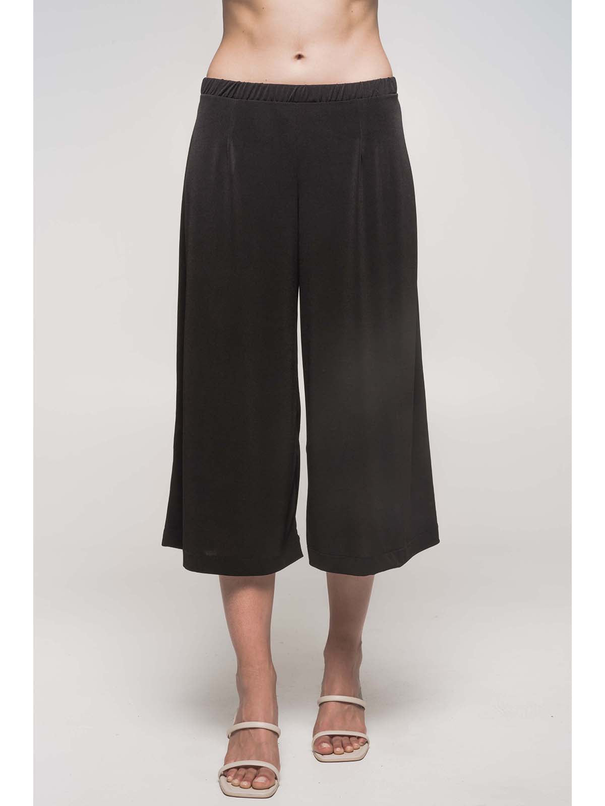 Gonna pantalone in lucente tessuto elasticizzato Nero Boglietti