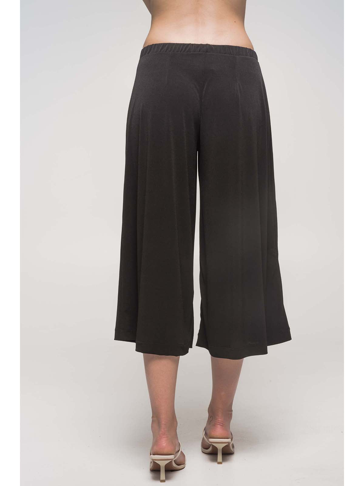 Gonna pantalone in lucente tessuto elasticizzato Nero Boglietti