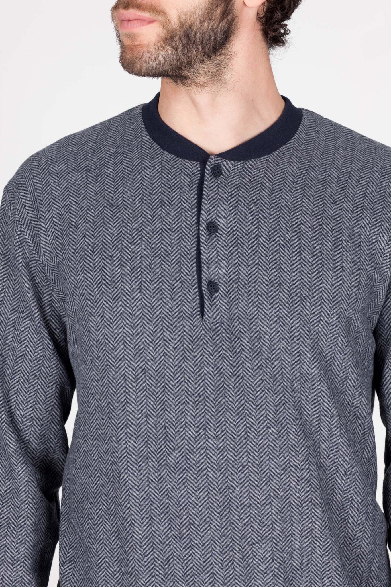 Pigiama in confortevole jacquard di cotone Blu Boglietti