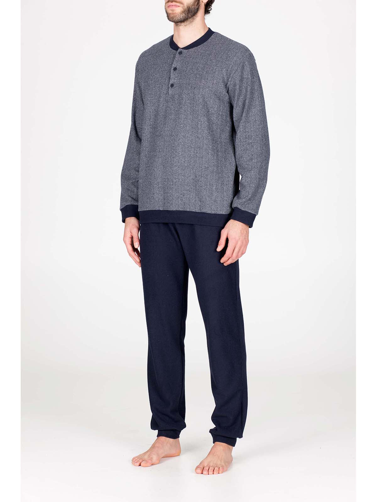 Pigiama in confortevole jacquard di cotone Blu Boglietti