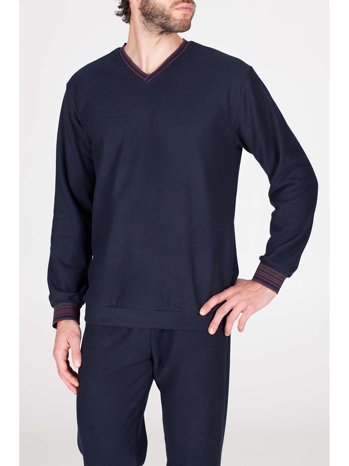 Pigiama in confortevole jacquard di cotone Blu Boglietti