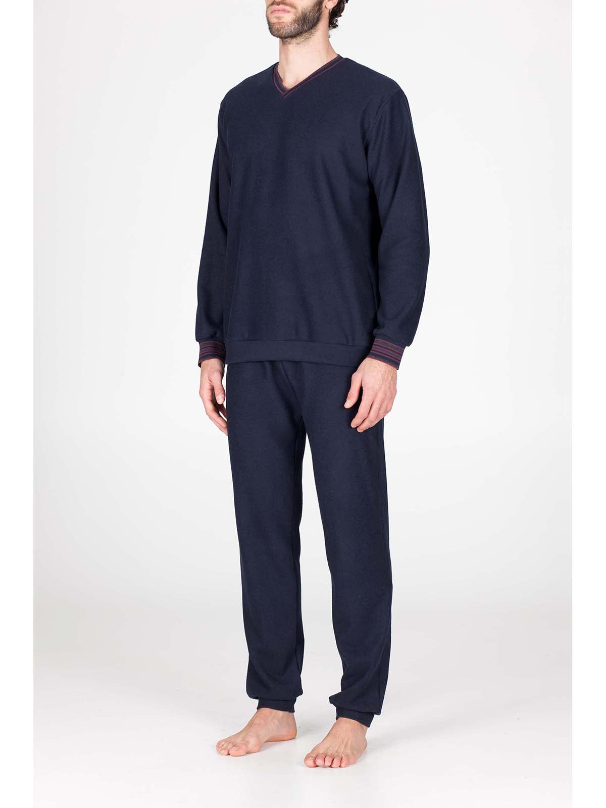 Pigiama in confortevole jacquard di cotone Blu Boglietti