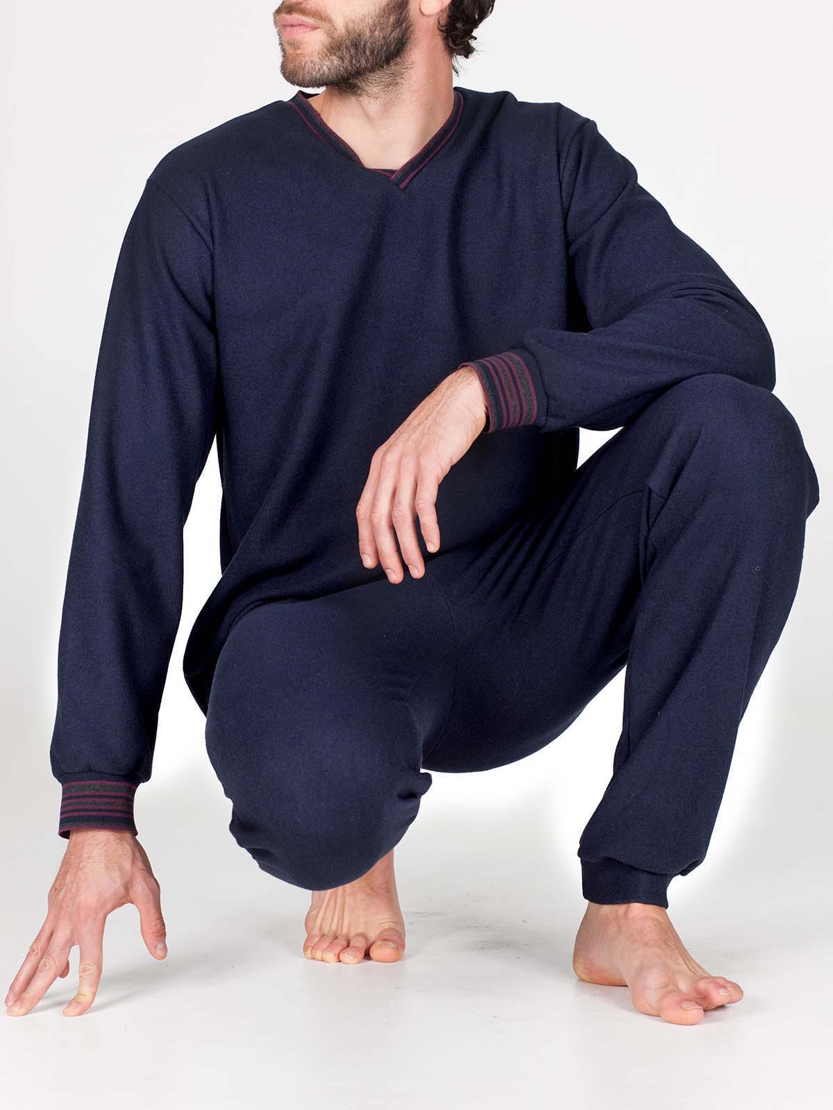 Pigiama in confortevole jacquard di cotone Blu Boglietti