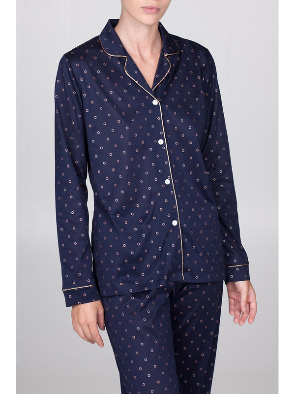Cardigan pyjama long en coton brillant