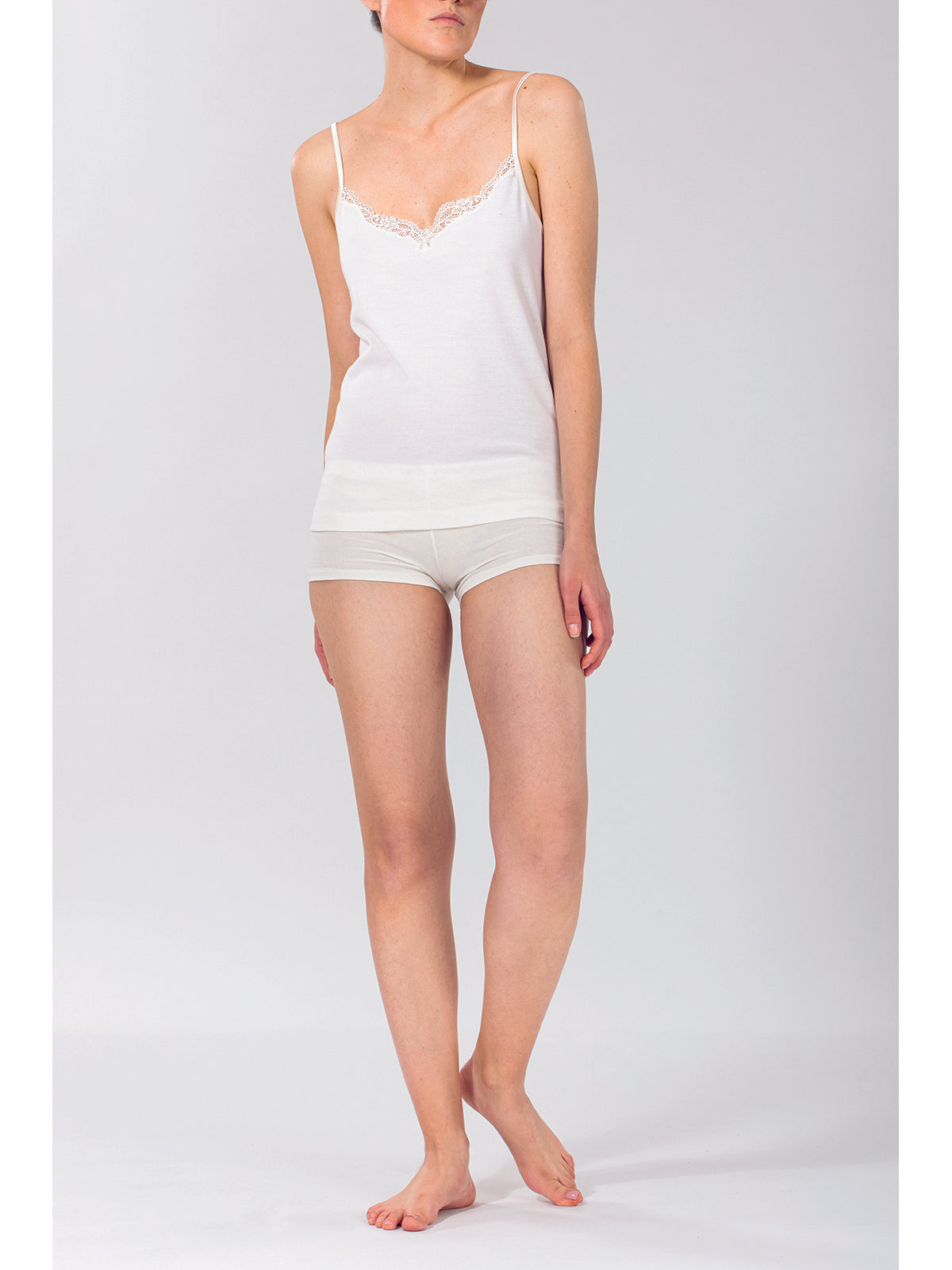 Top in double intimo di lana e cotone Bianco Lan Boglietti