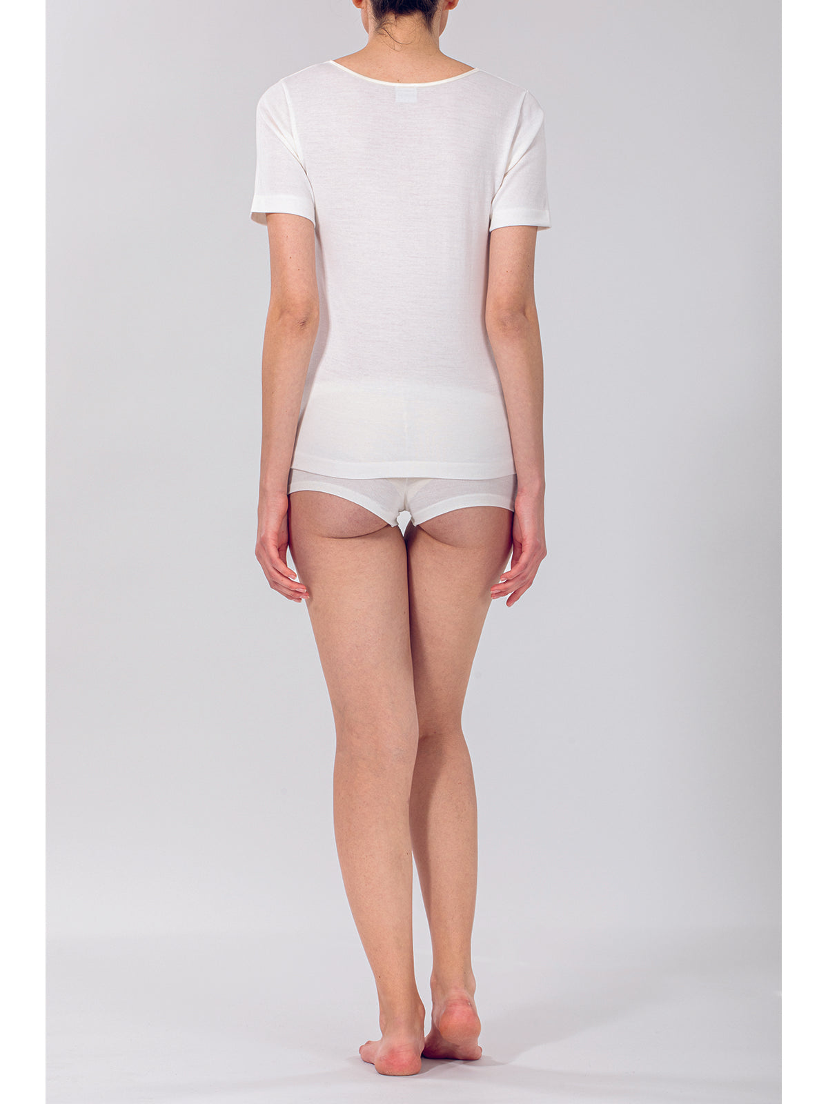 Maglietta in double intimo di lana e cotone Bianco Lan Boglietti