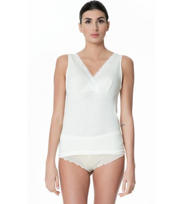 Derby tank top in wool and cotton