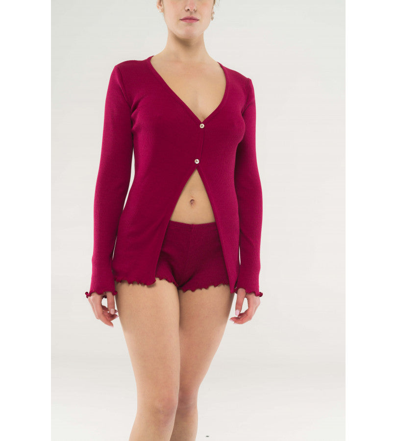 Cardigan in morbida lana e seta con bottoncini Boglietti