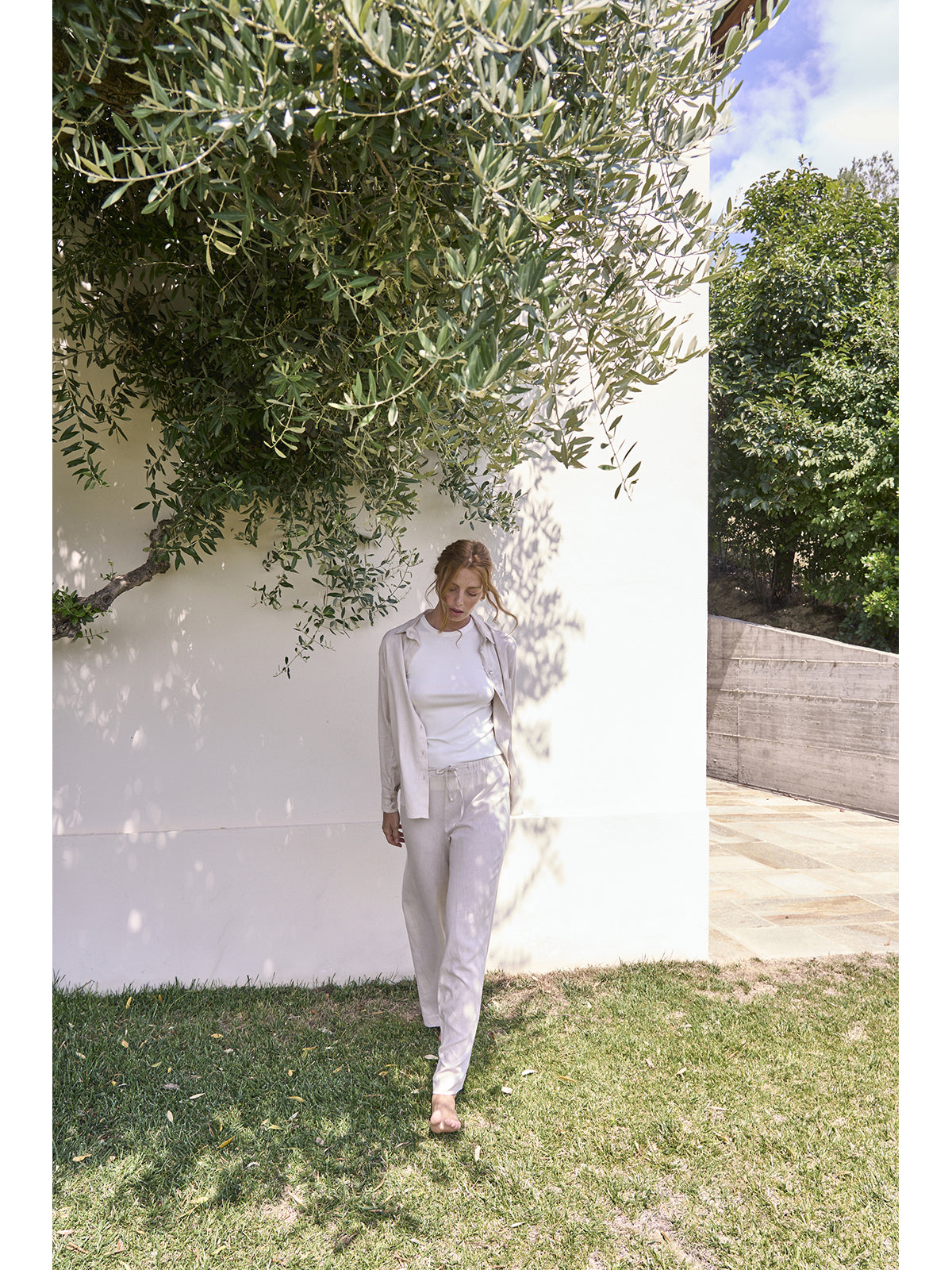 Pantaloni in lino e bamboo