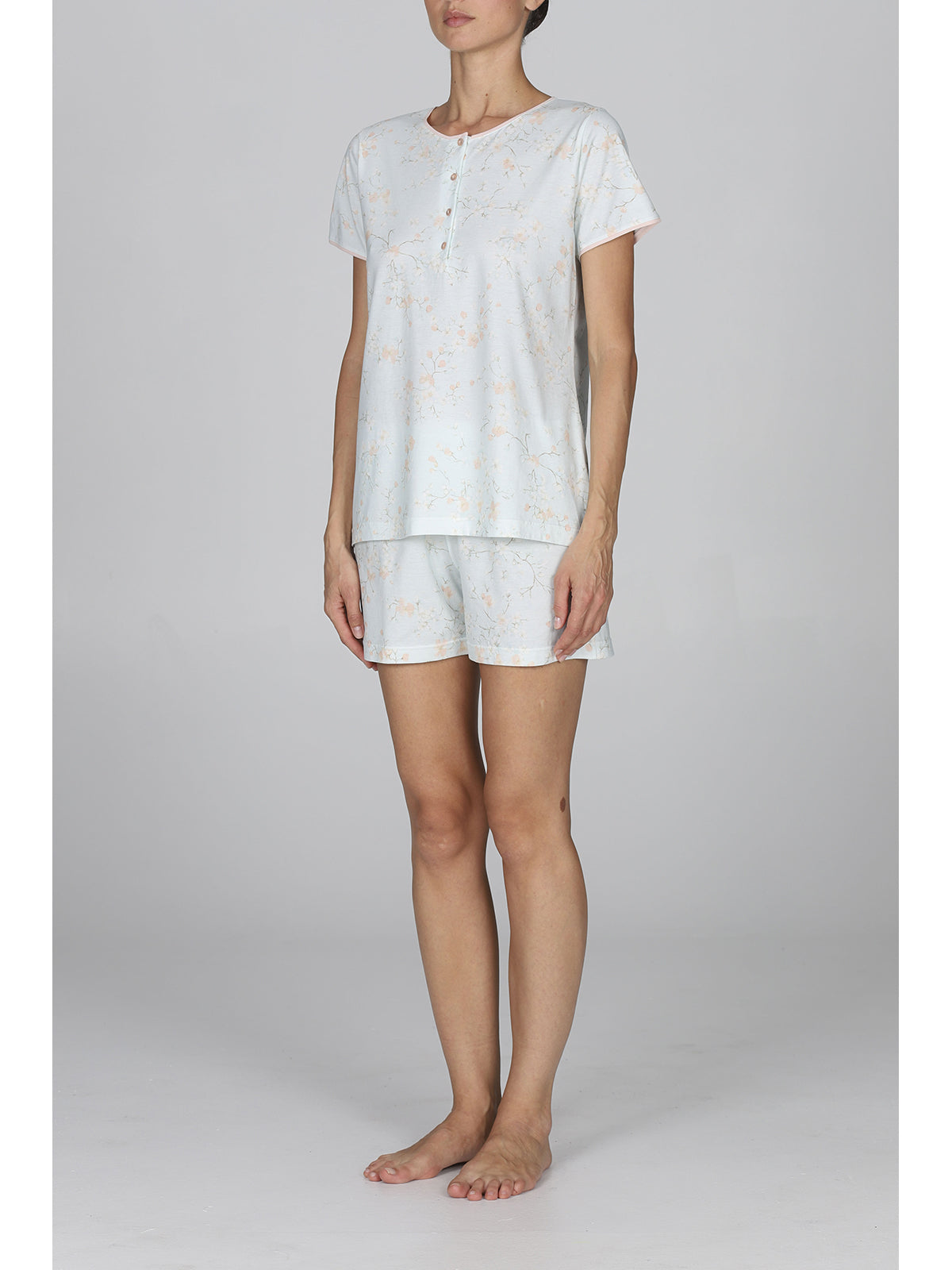 Fresco pigiama donna a fiori in puro cotone