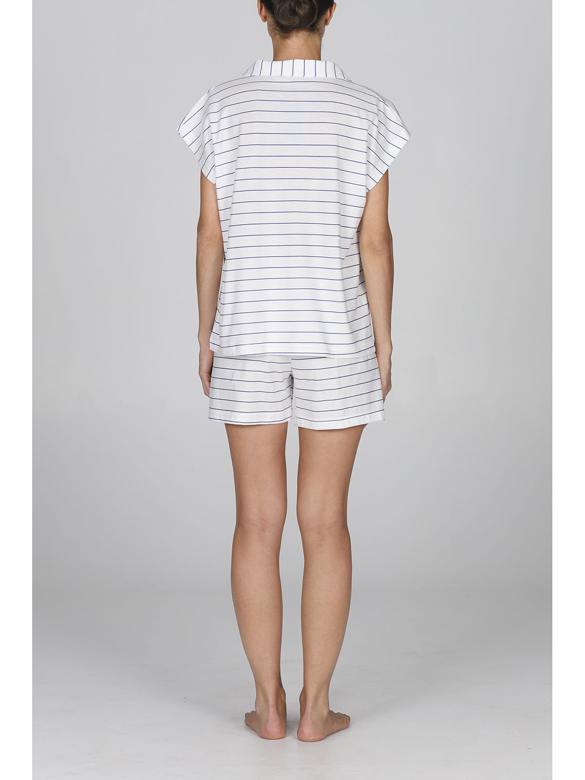 Fresca camicia da notte donna rigata in puro cotone