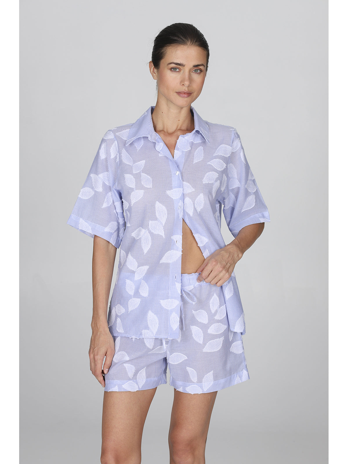 Fresco pigiama donna corto in mussola di cotone