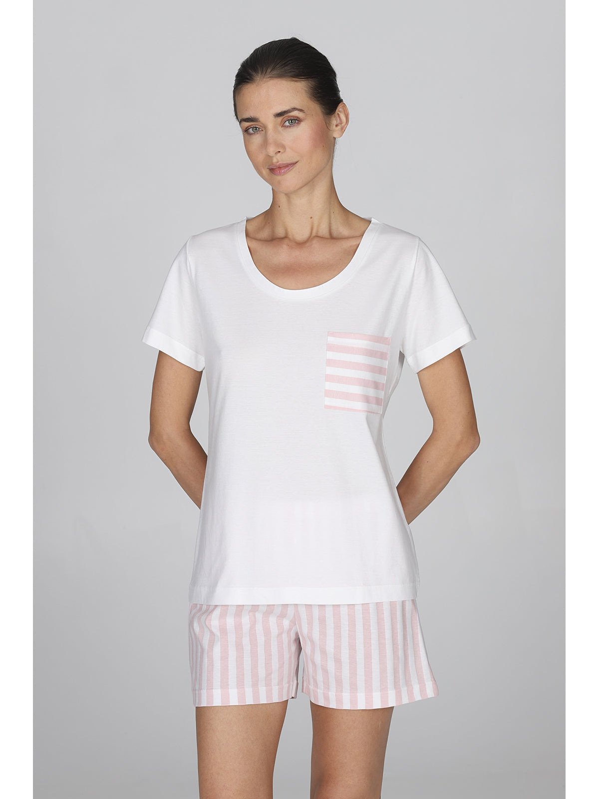 Raffinato pigiama donna corto in puro cotone
