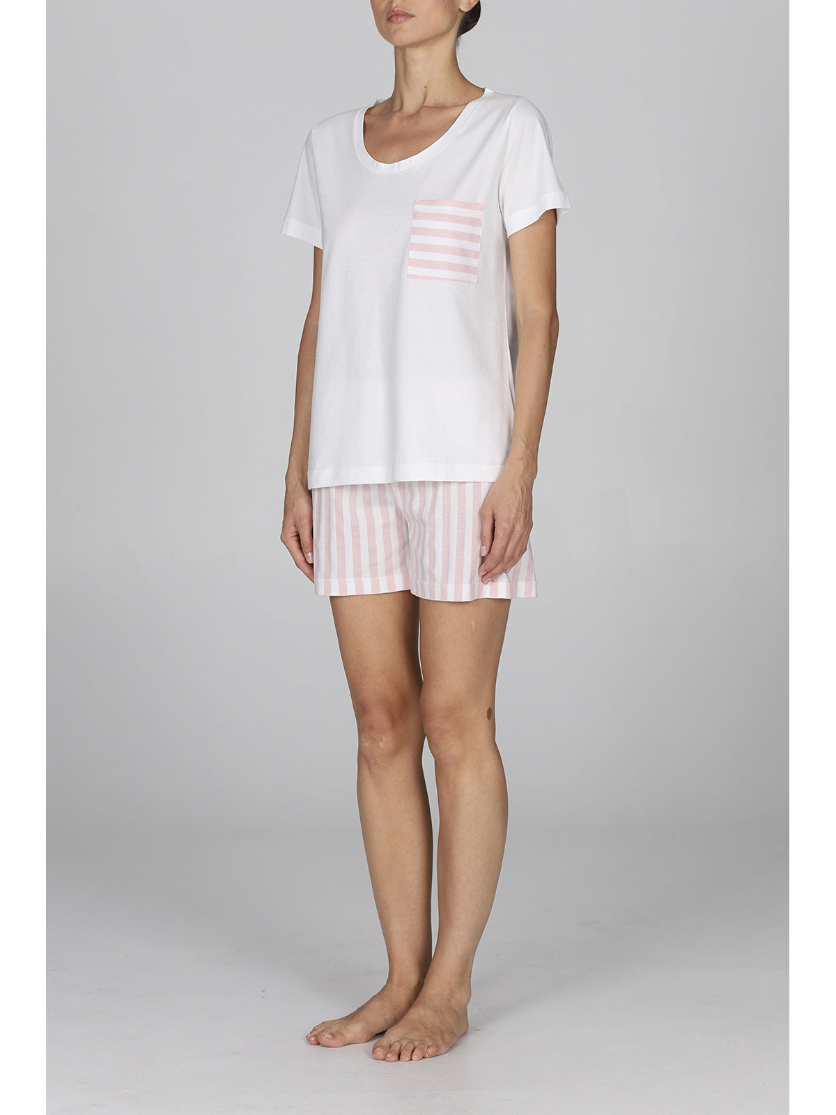 Raffinato pigiama donna corto in puro cotone