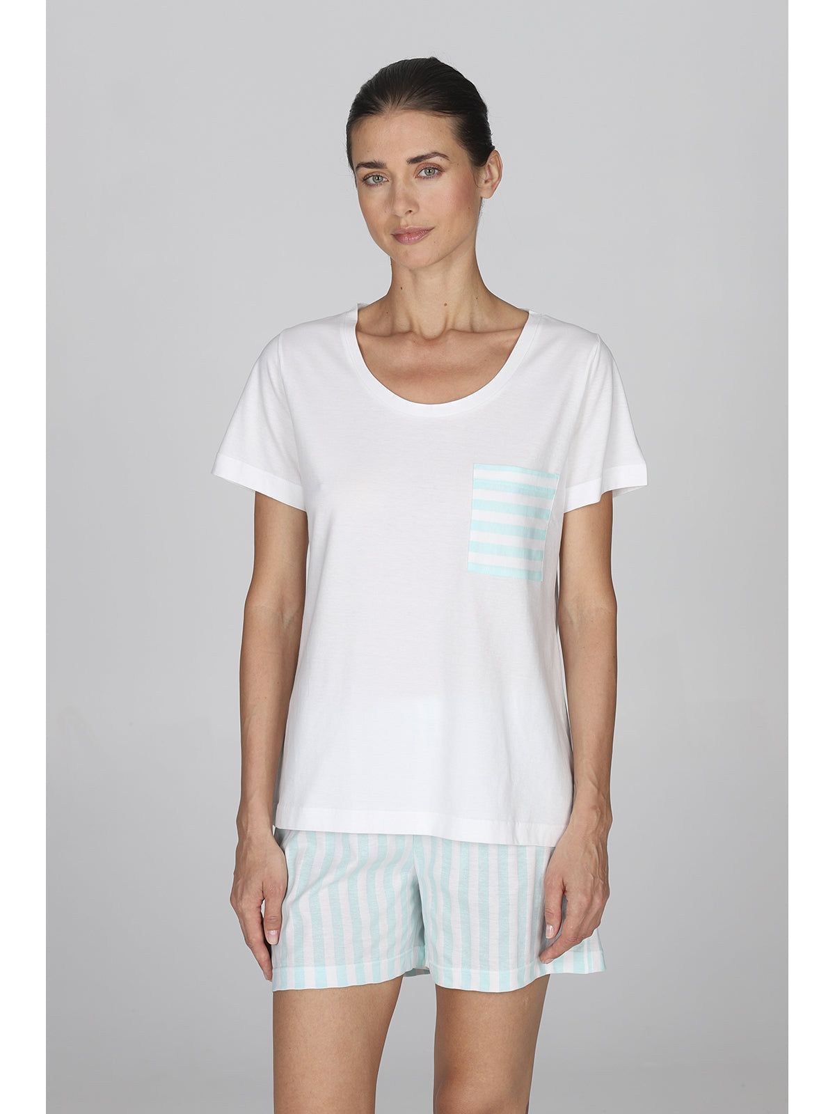 Raffinato pigiama donna corto in puro cotone