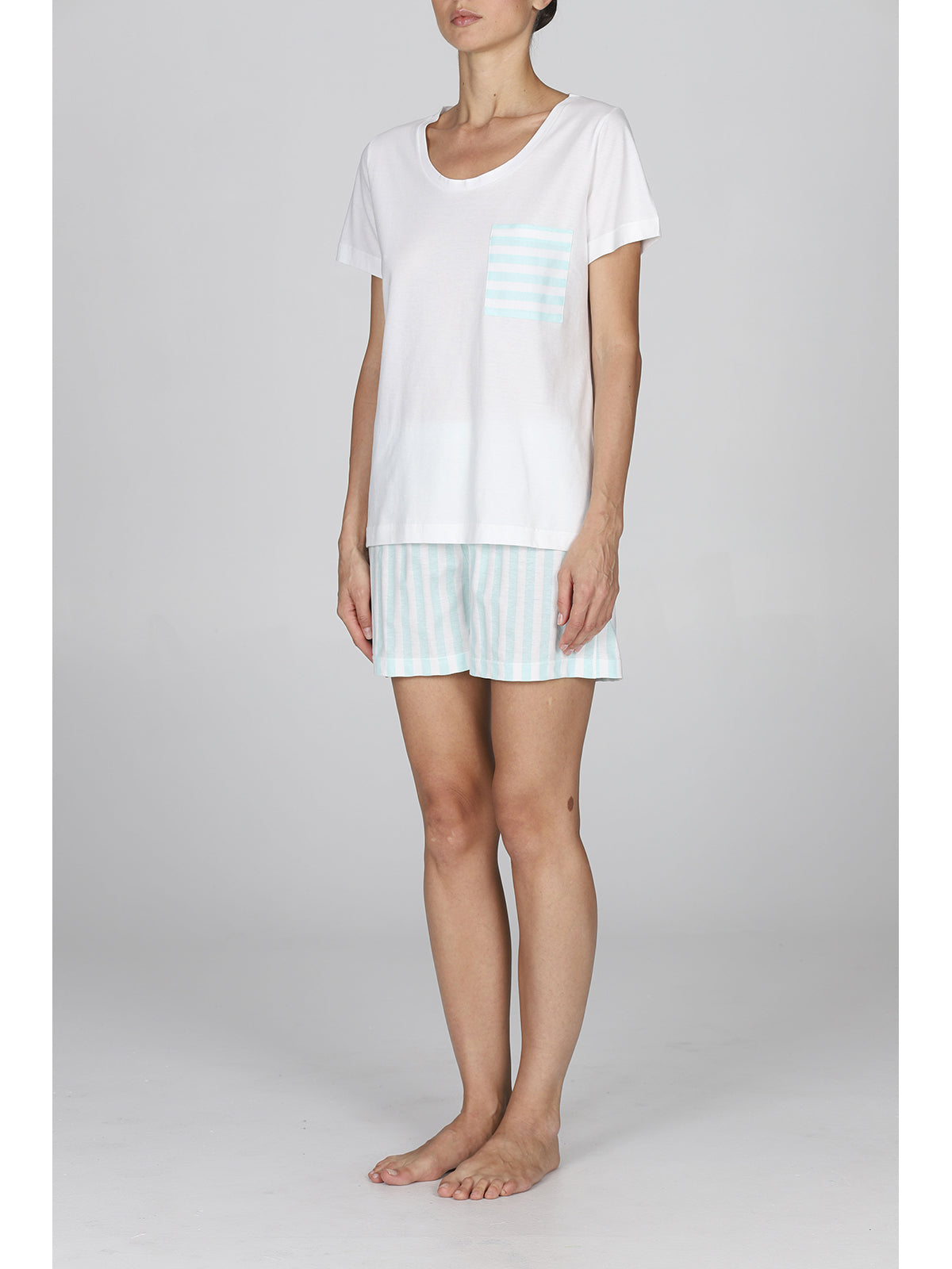 Raffinato pigiama donna corto in puro cotone