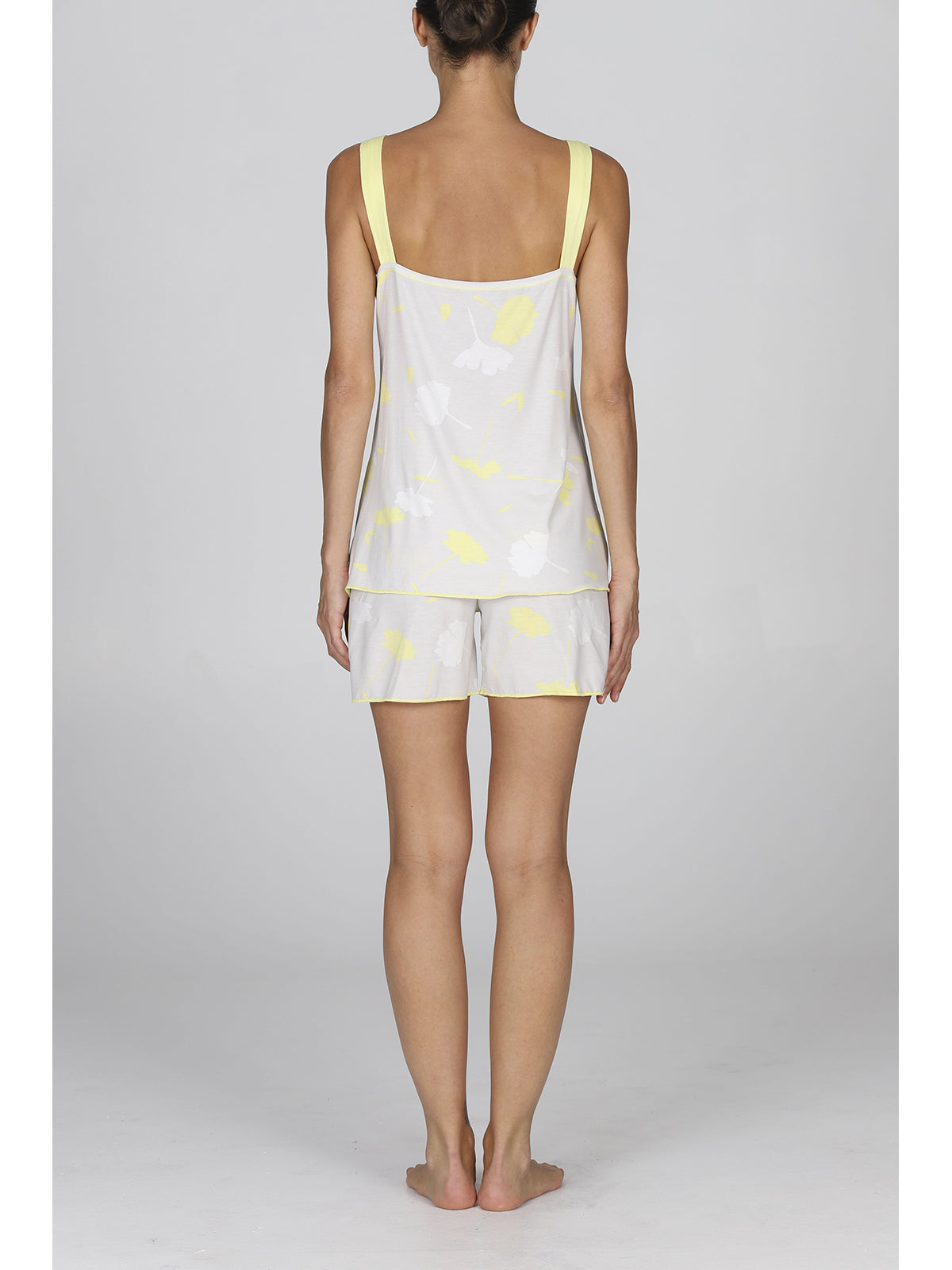 Pigiama corto donna grigio e giallo in modal