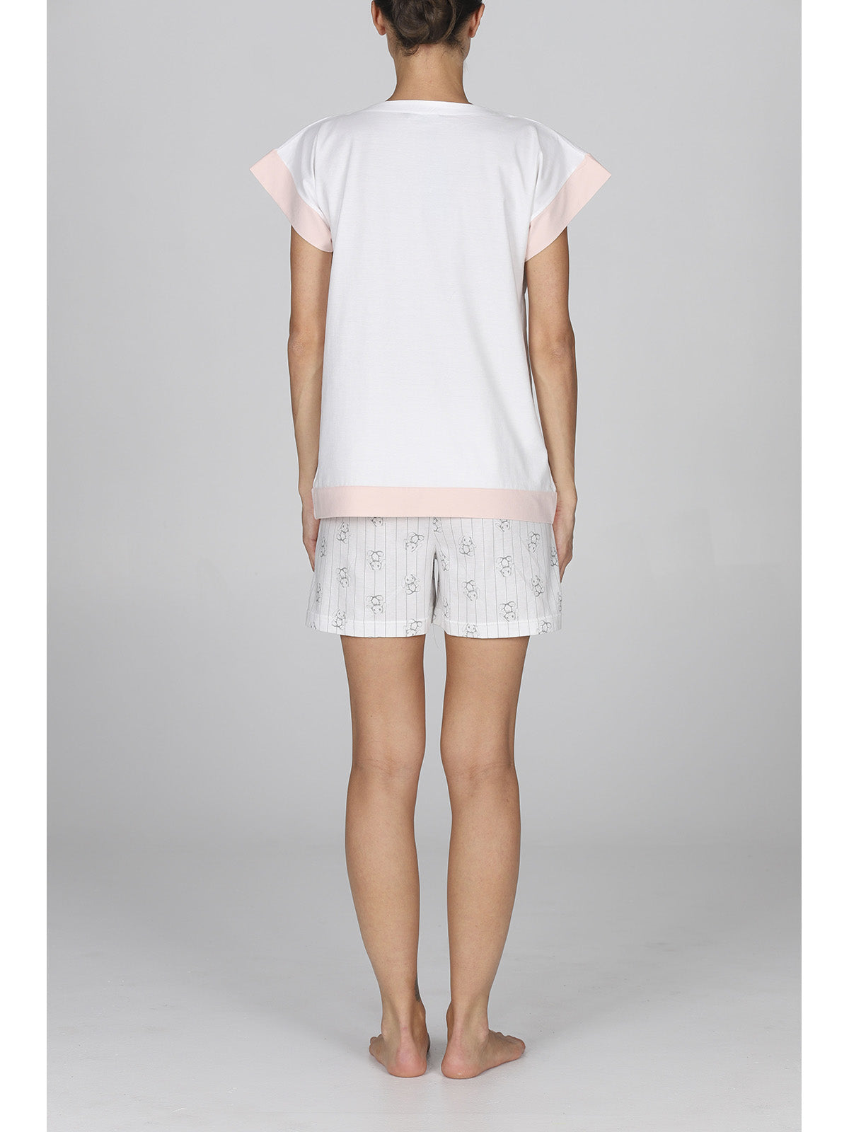 Pigiama corto con stampa coniglietto in 100% co