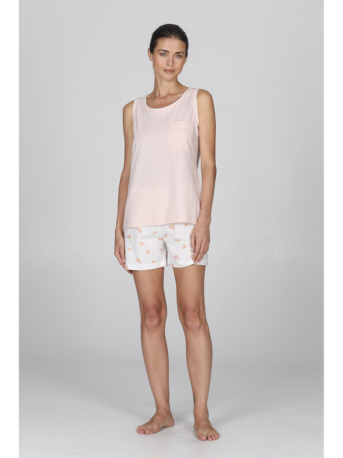 Fresco pigiama donna corto in 100% cotone