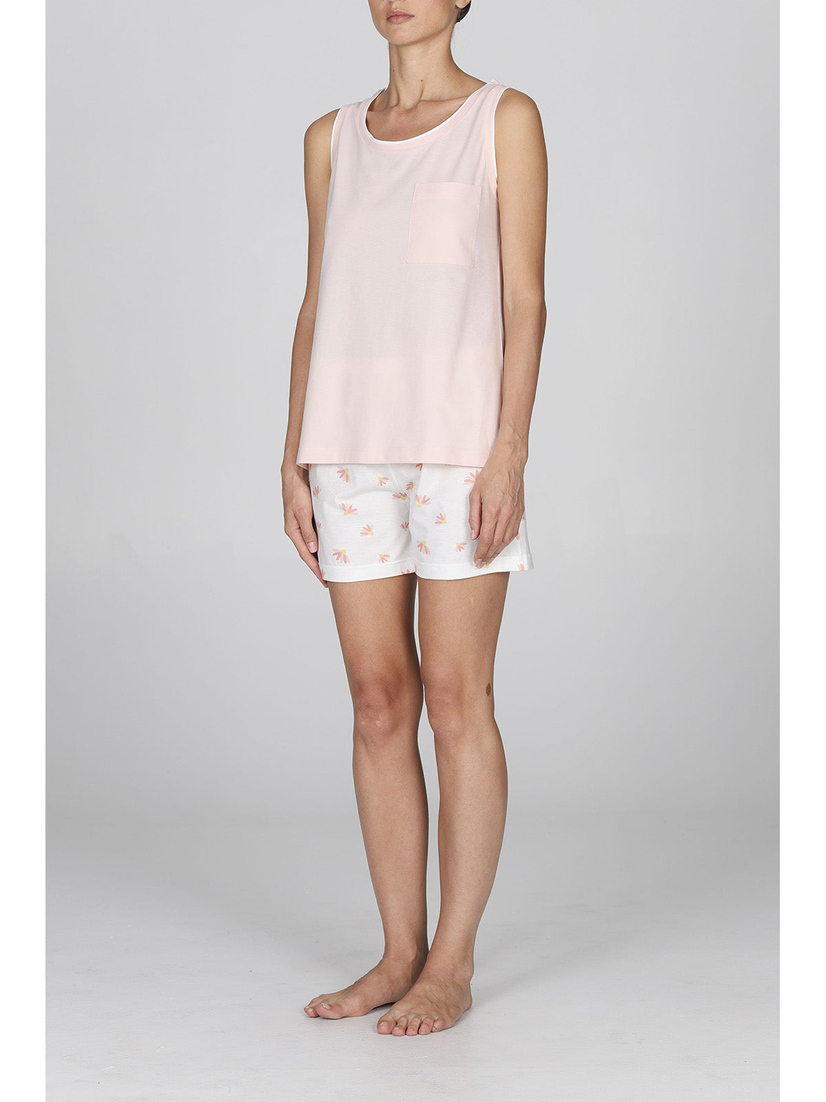 Fresco pigiama donna corto in 100% cotone