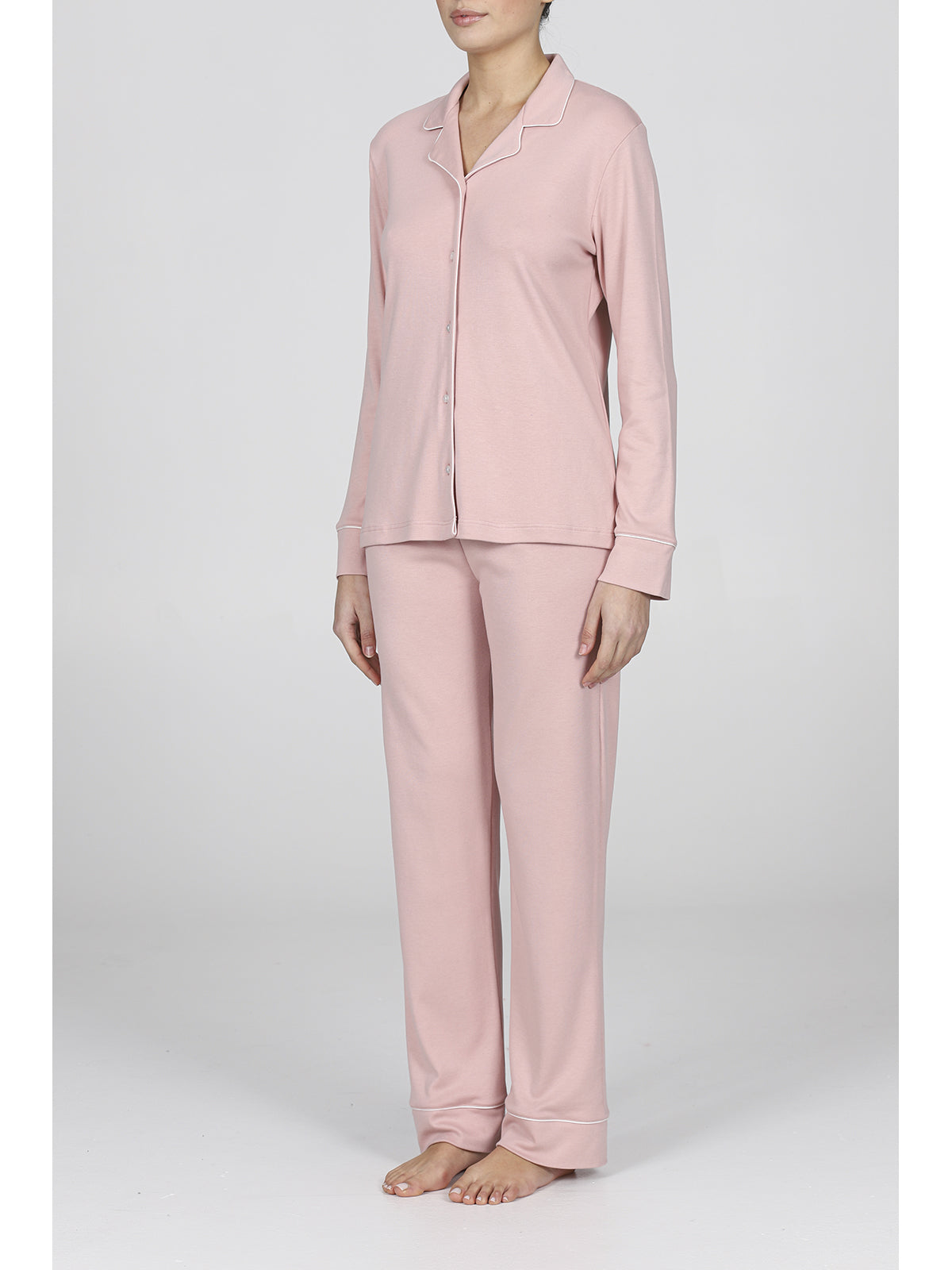 Pigiama cardigan con profili in raso