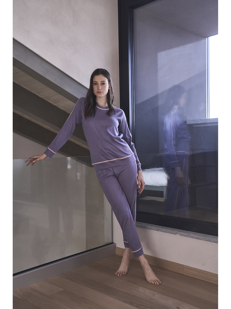 Soft cotton and modal crew neck pajama