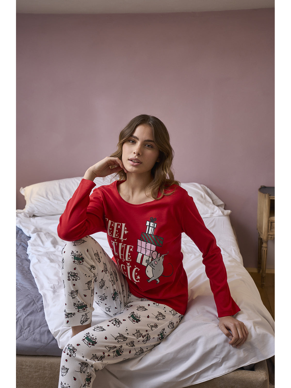 Pigiama girocollo natalizio