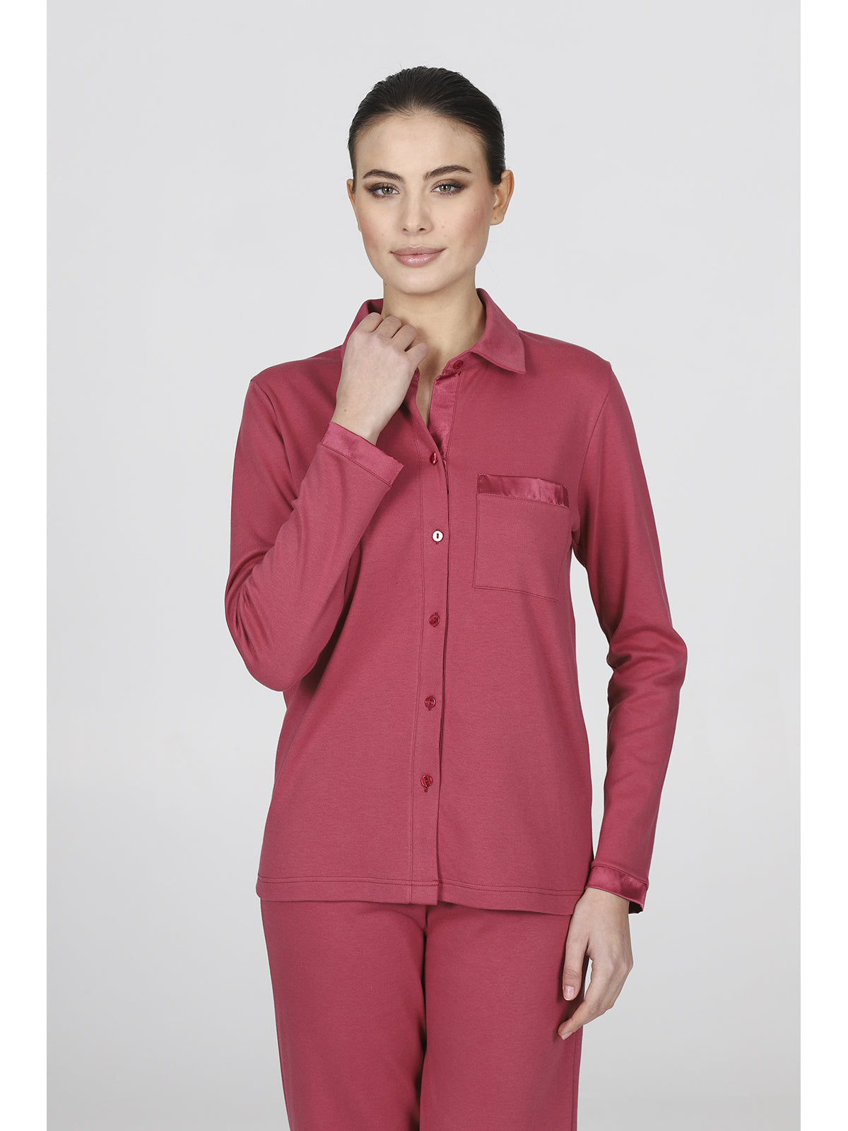 Elegante pigiama cardigan con colletto