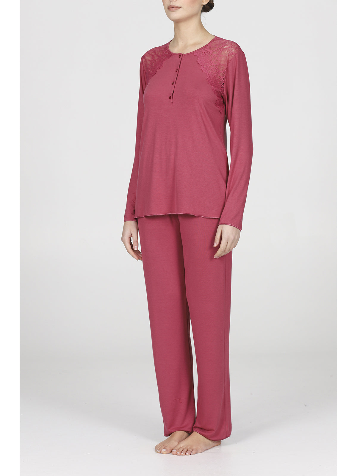 Morbido pigiama con pizzo in modal