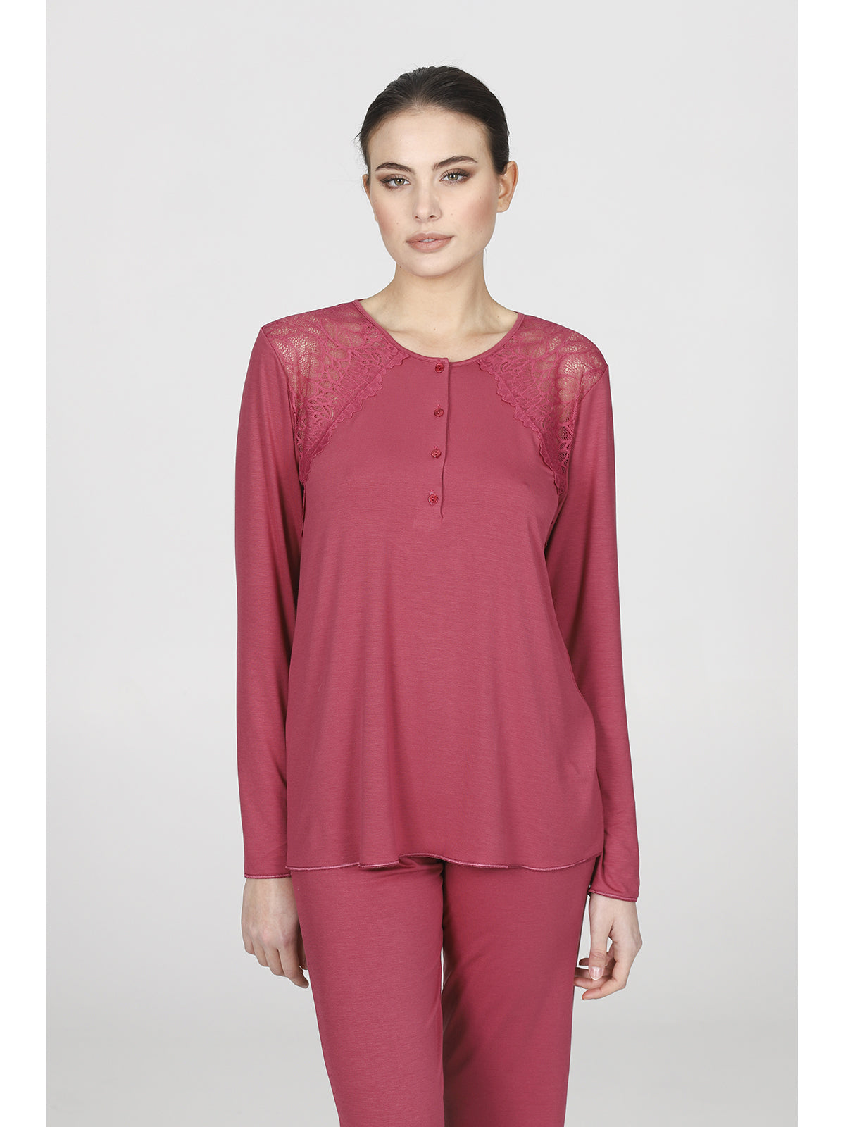 Morbido pigiama con pizzo in modal