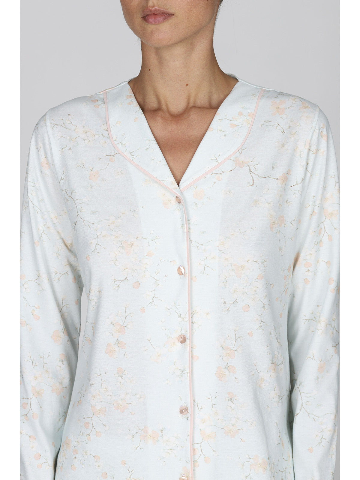 Pigiama donna con colletto in puro cotone