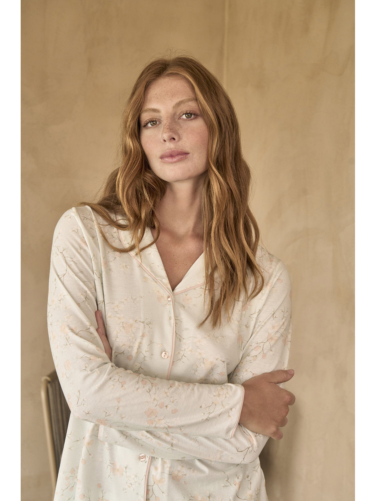 Pigiama donna con colletto in puro cotone