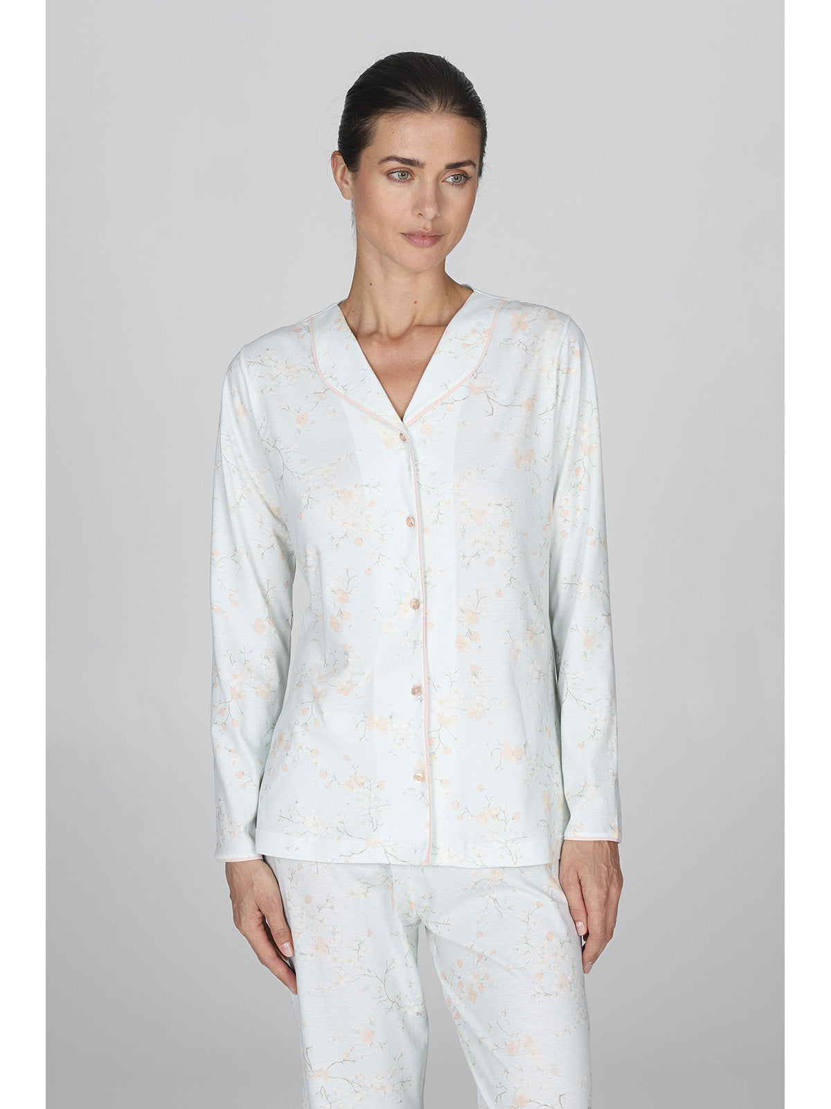 Pigiama donna con colletto in puro cotone