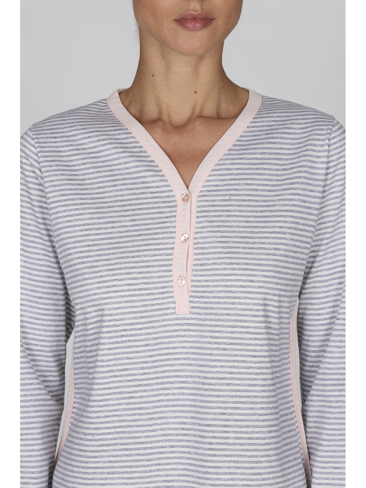 Pigiama lungo donna in tintofilo rigato