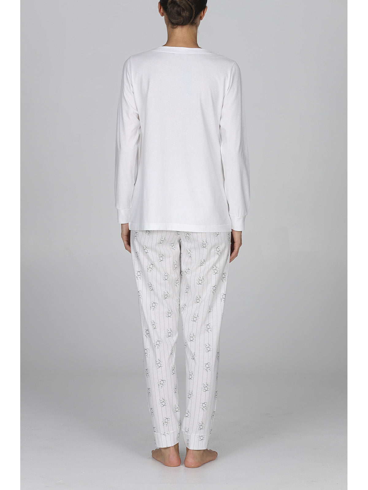 Pigiama lungo donna con stampa coniglietto