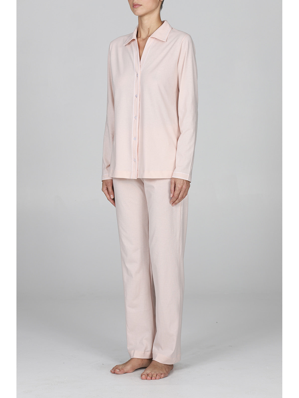 Pigiama lungo donna con colletto interamente apribile