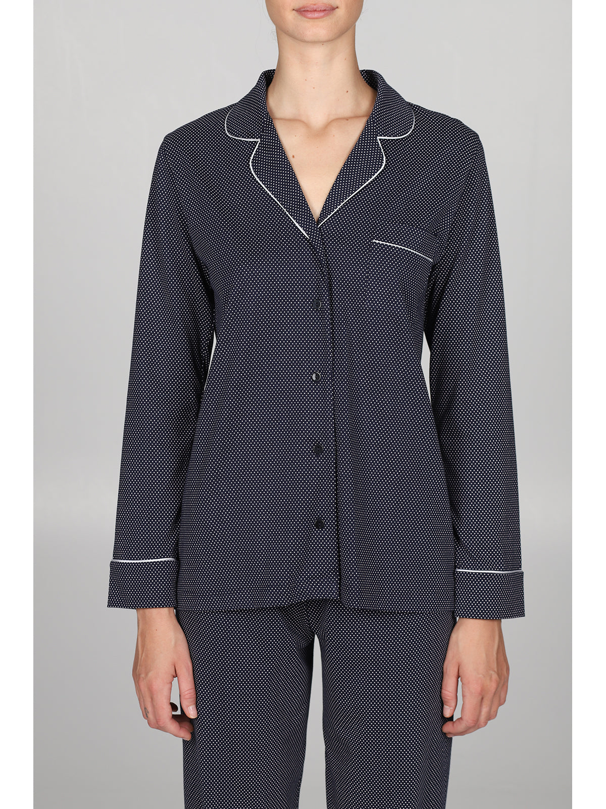 Elegante pigiama lungo cardigan in puro cotone Blu Boglietti