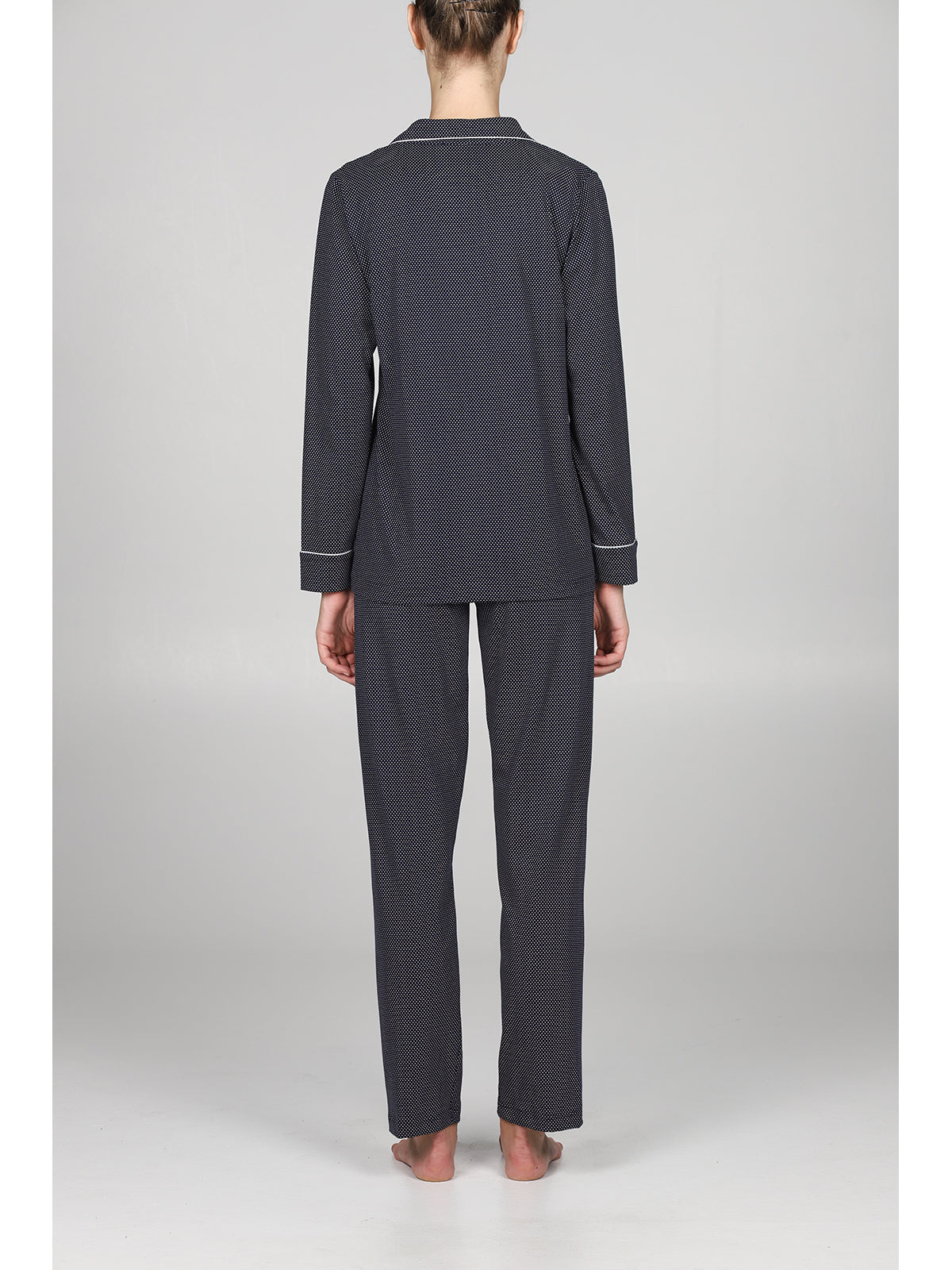 Elegante pigiama lungo cardigan in puro cotone Blu Boglietti