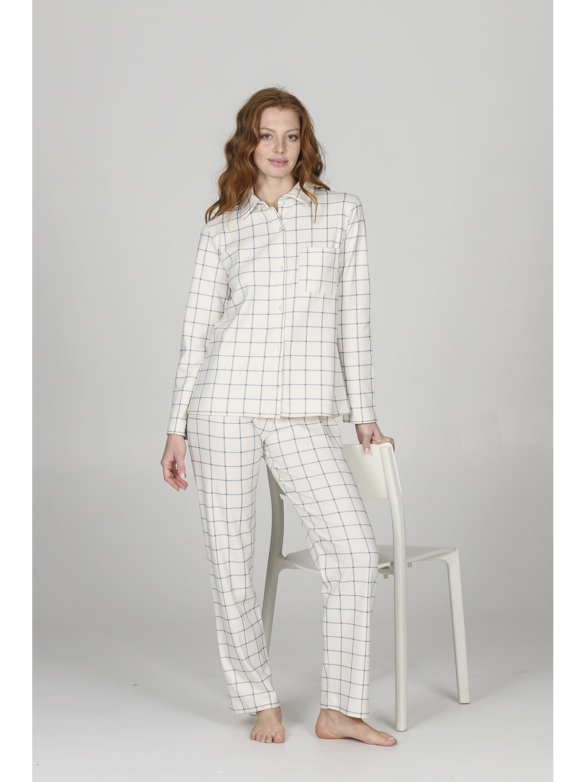 Pigiama donna cardigan a quadri