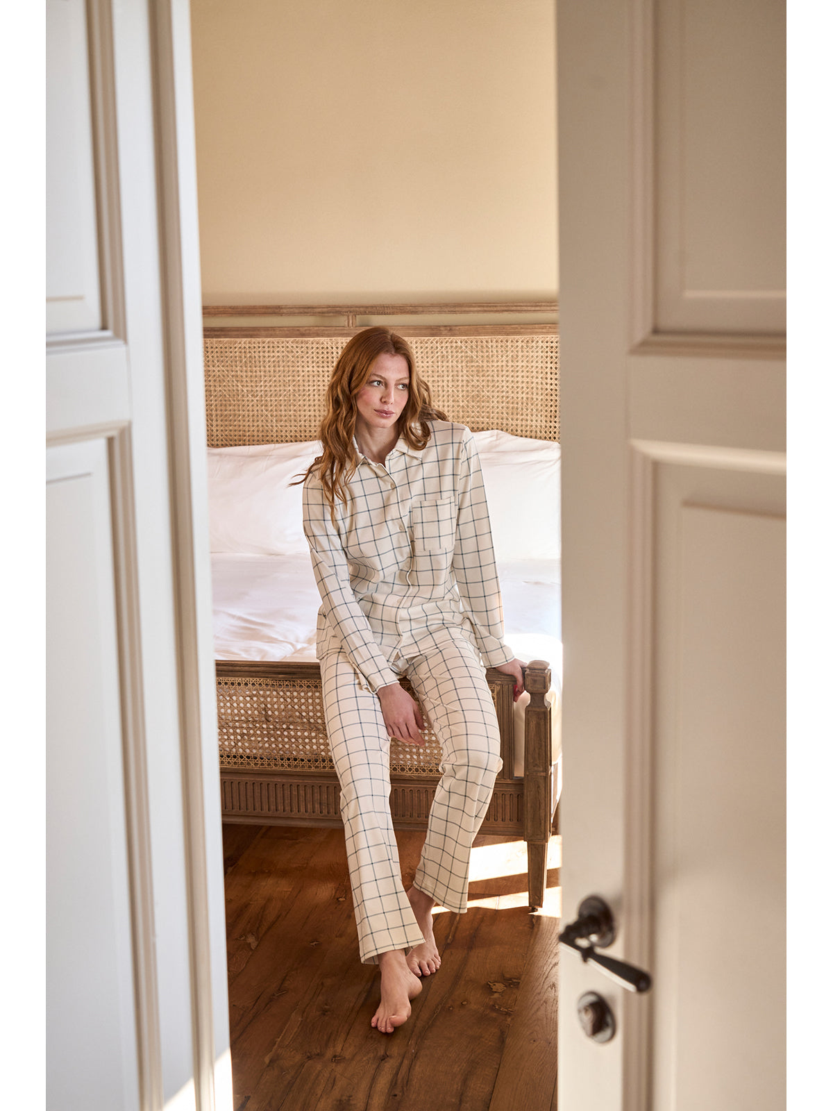 Pigiama donna cardigan a quadri