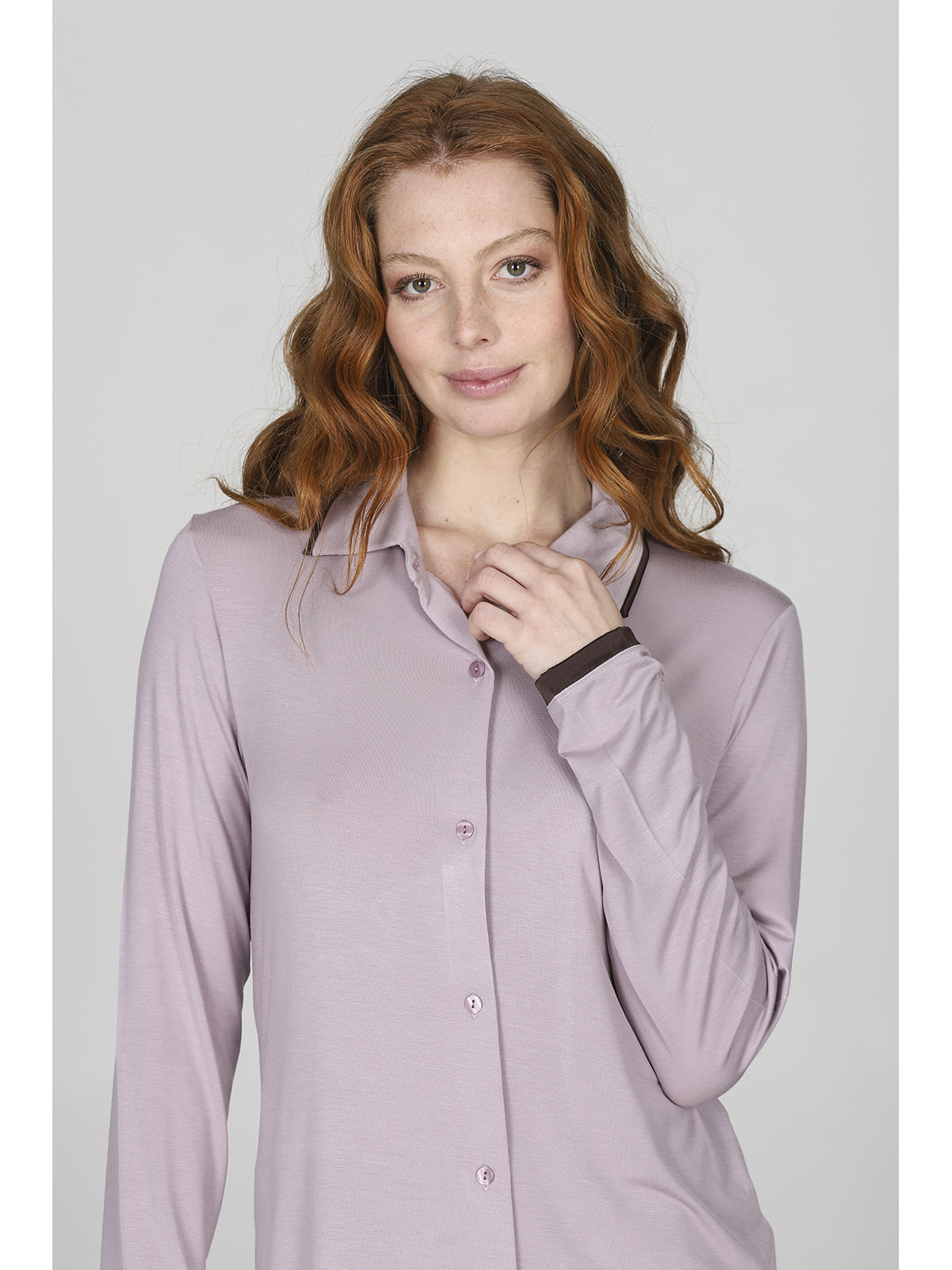 Pigiama donna cardigan con colletto in modal